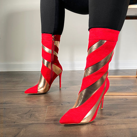 Whistles In Red/Gold Booties