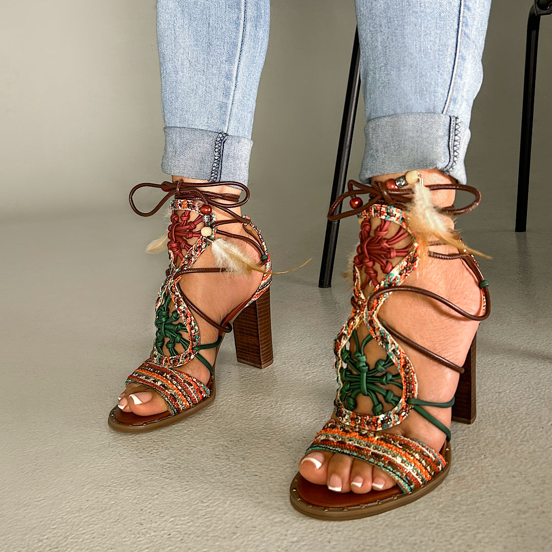 Melinda Feathered Sandals